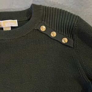 NWT Michael Michael Kors Olive Green Sweater with Gold Accents